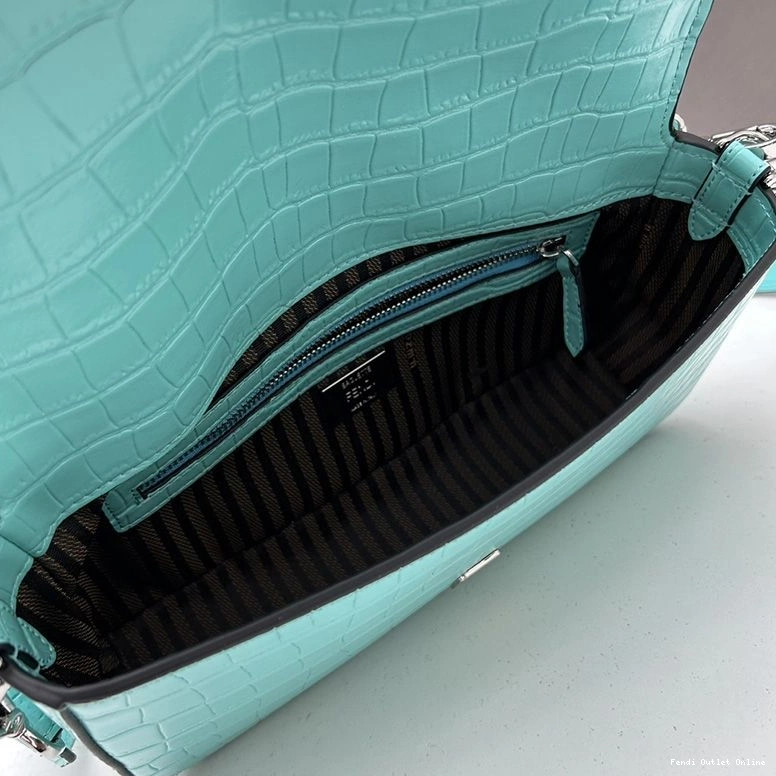 Cheap In Crocodile Fendi Re-Edition Bag Leather Sky Blue Medium Baguette 0724
